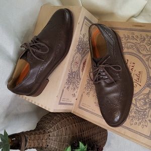 Mens Cole Haan Brown wing tip lace up shoes business dress clothes